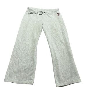 Vintage Wide Leg Polo Ralph Lauren RL Womens Size Large Gray Sweatpants Lounge